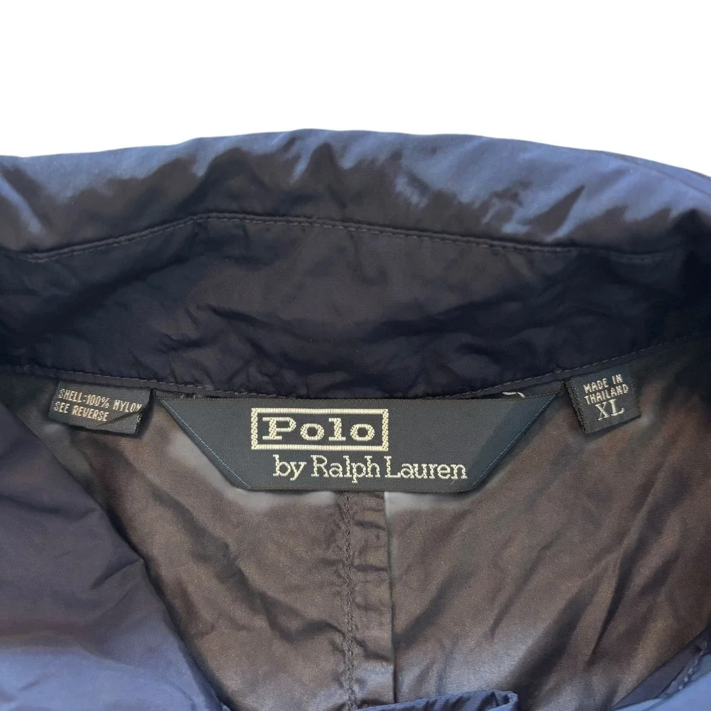 Polo Ralph Lauren Mens Navy Blue Nylon Double Breasted Trench Coat XL Epaulets‎
